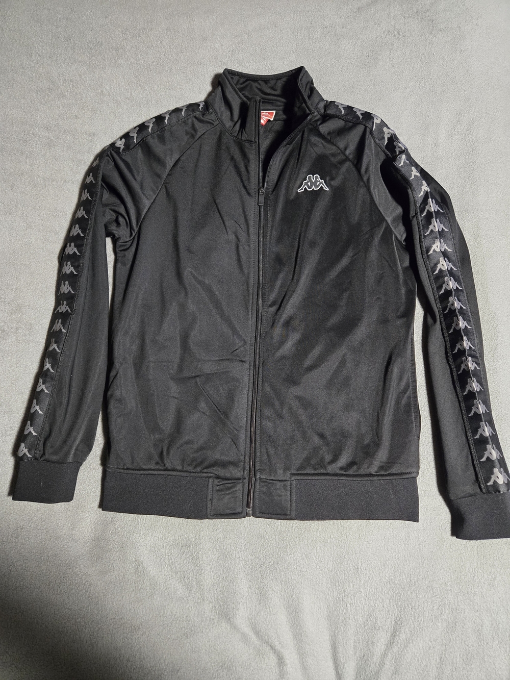 Kappa Men's Black Track Jacket with Signature Logo Tape MENS L